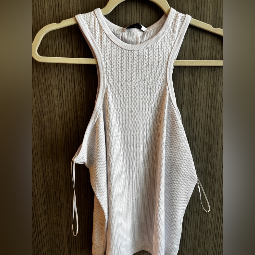 White Sequin Sleeveless Women's Top
